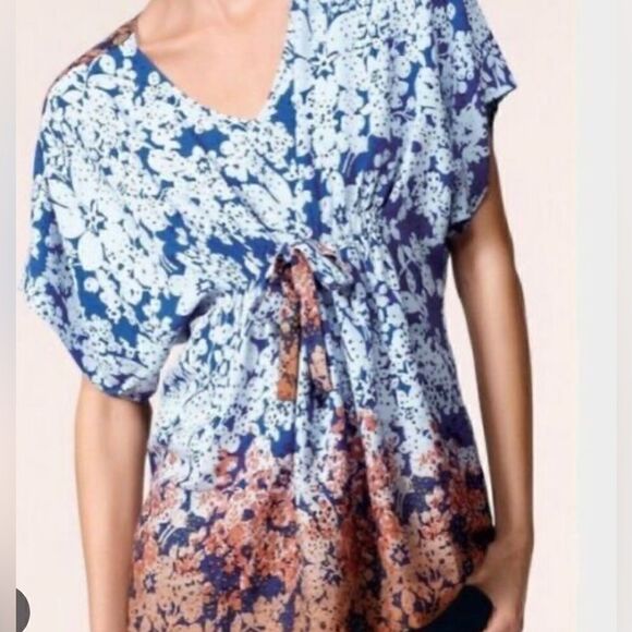 CAbi Style #891 Hippie Tunic Boho Dolman Sleeve Top Ombre Print Tie XS - Picture 4 of 7